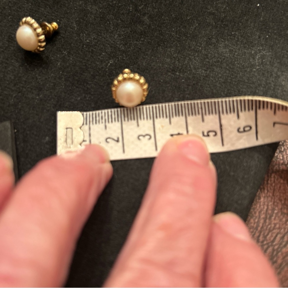 Chic Gold and Cream Stud Earrings - Picture 5 of 6